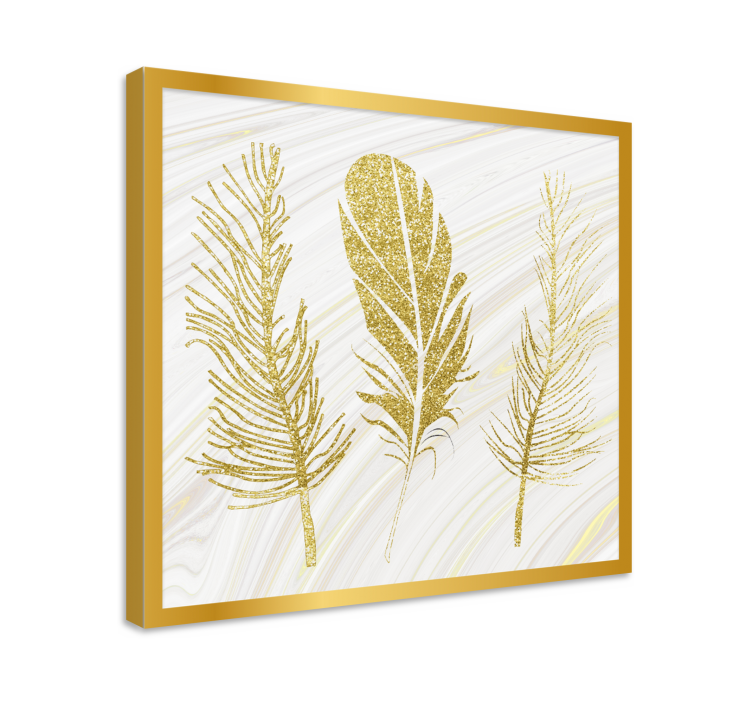 Wandbild federn goldenes feder trio - TenStickers