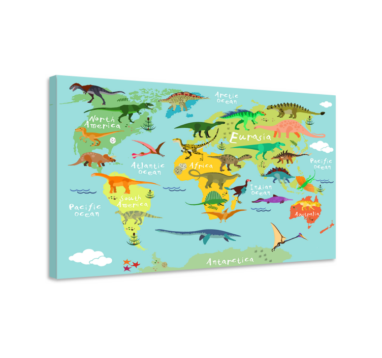 Dinosaurier wandbild mit dinosaurier globusdiagramm - TenStickers
