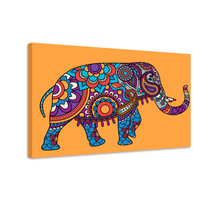 Wandbild Elefant Mehrfarbige mandala-elefanten gehen - TenStickers