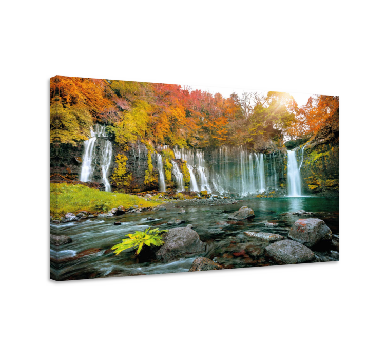 Wandbilder landschaft herbst wasserfall szene - TenStickers