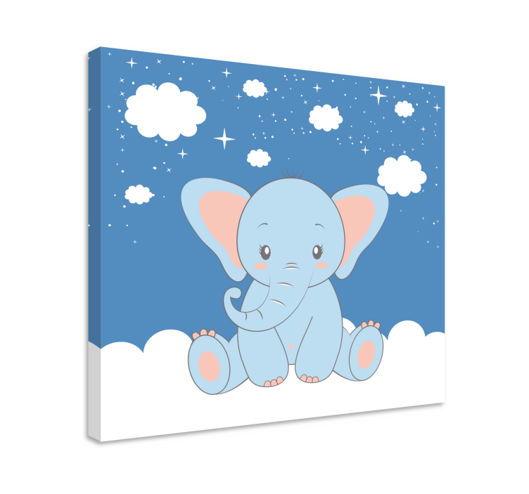 Leinwandbild Babys Niedlichesr Elefant blau - TenStickers