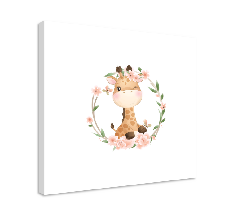 Wandbild Tier Giraffe mit kronenblumen - TenStickers