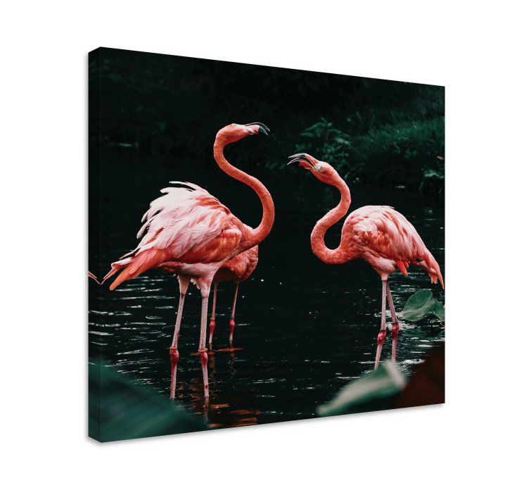 Leinwandbild vogel flamingos bei dämmerung - TenStickers