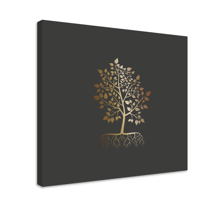 Wandbild baum mit goldenem blattwerk - TenStickers