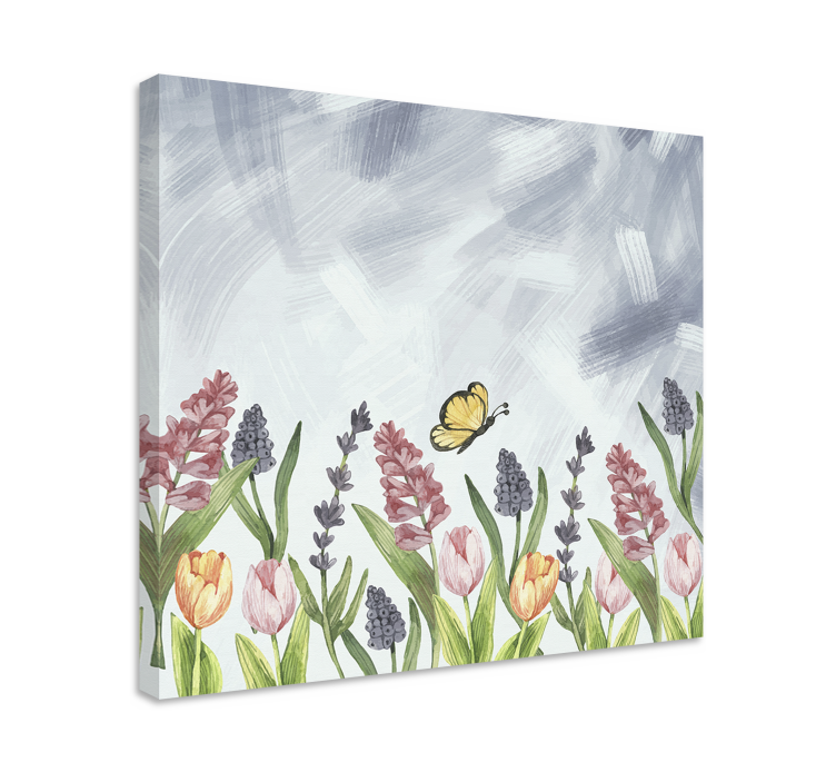 Leinwandbild schmetterling zwischen blumen - TenStickers