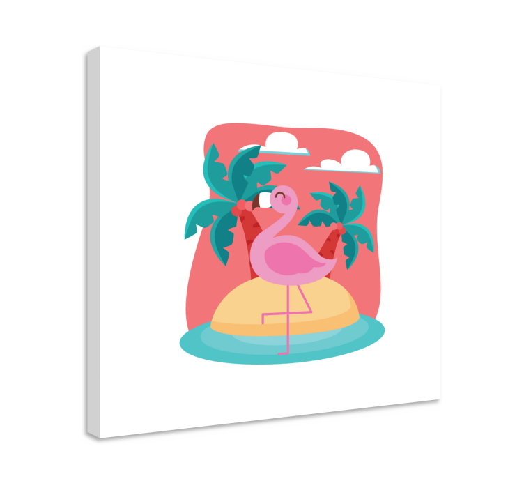 Wandbild tier flamingo auf insel - TenStickers