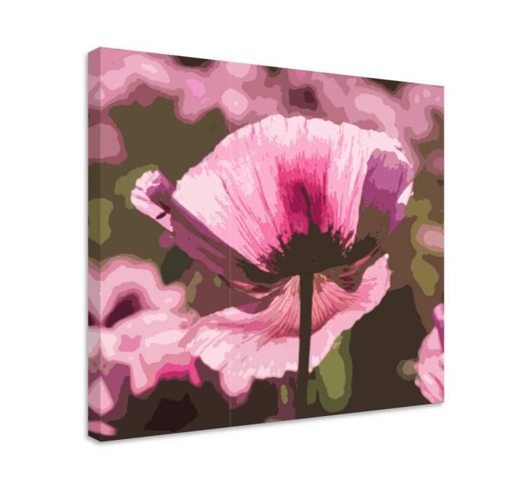 Leinwandbild Blume Malerei von rosa mohnblumen auf dem feld - TenStickers