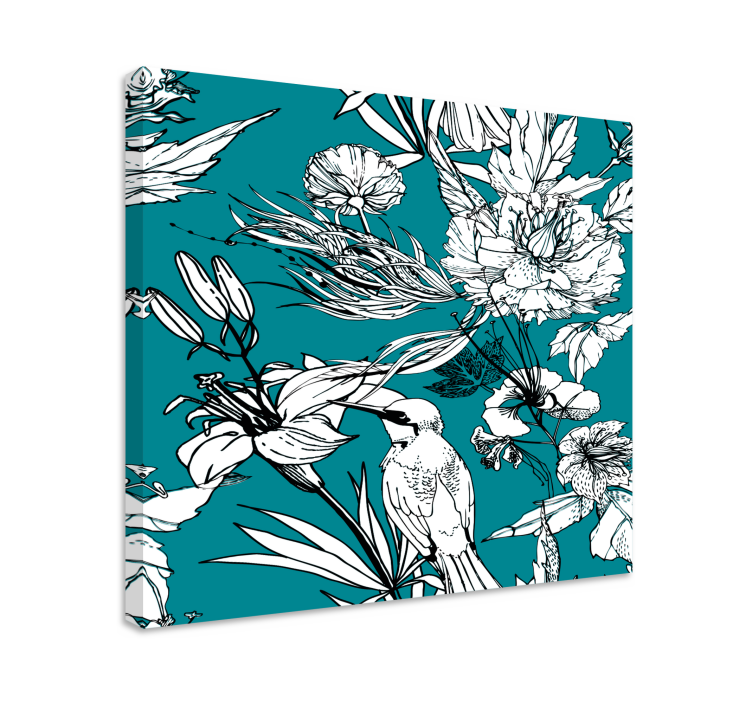 Leinwandbild Vogel zwischen blumen - TenStickers
