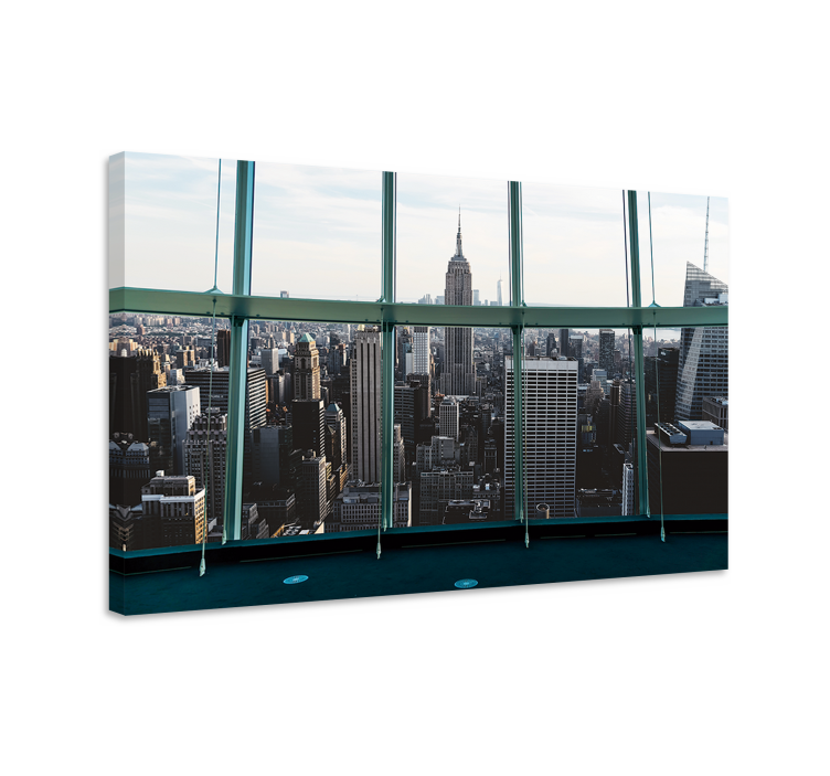 Leinwandbild Manhattan blick durch ein ovales fenster - TenStickers