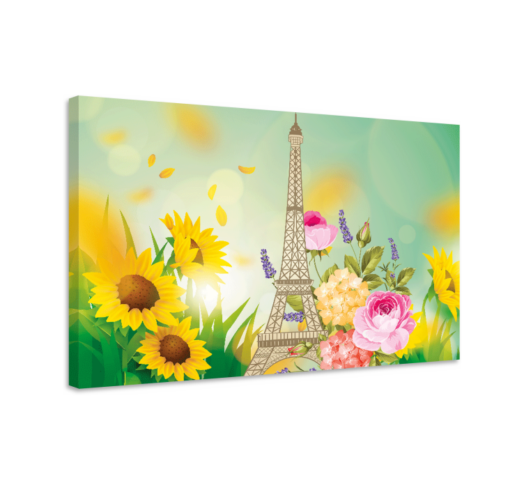 Leinwandbild eiffelturm mit blumenmotiv - TenStickers