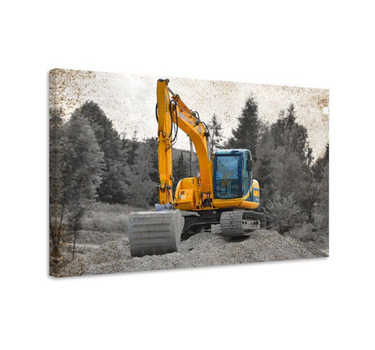 Wandbilder modern Gelber bagger, der schmutz aufnimmt - TenStickers