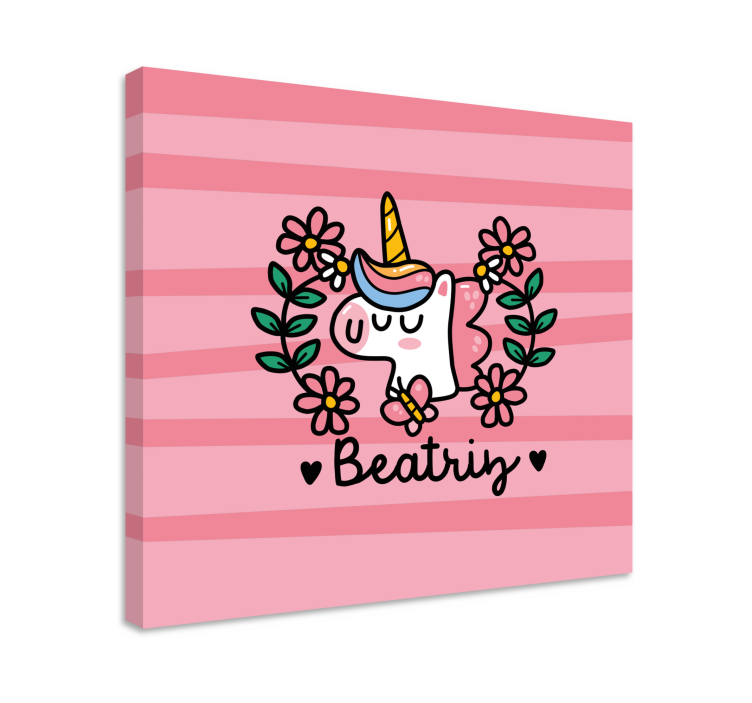 Einhorn wandbild mit süßem blumenmotiv - TenStickers