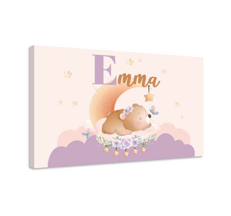Leinwandbild Kinderzimmer Süße tiere tragen mit Namen. - TenStickers