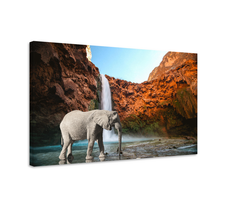 Wandbilder Landschaft Elefant und wasserfall - TenStickers