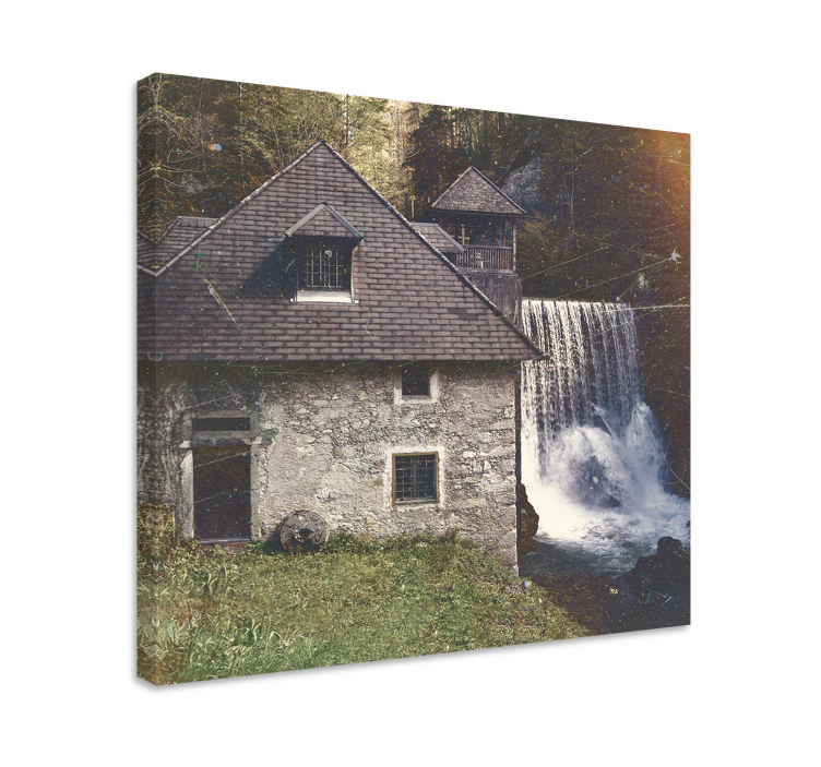 Wandbilder landschaft historische wasserfall szene - TenStickers