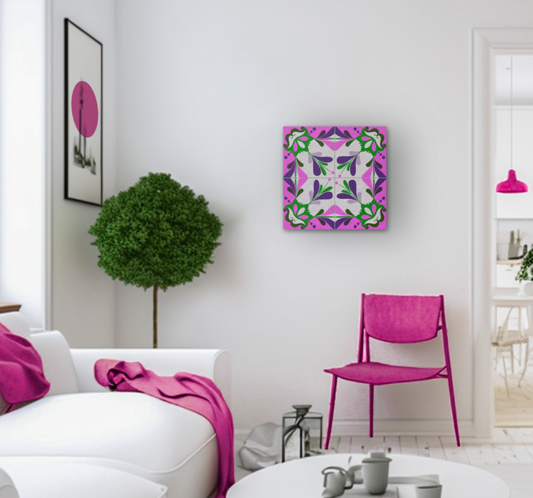 Wandbilder Vintage rosa Hydraulikfliese - TenStickers