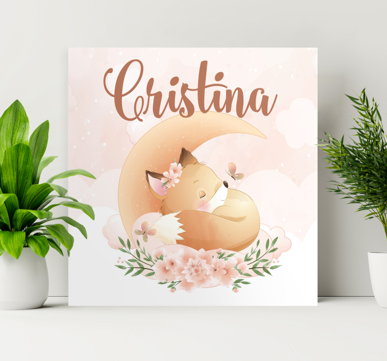 Leinwandbild Kinderzimmer Fuchs mit Namen - TenStickers