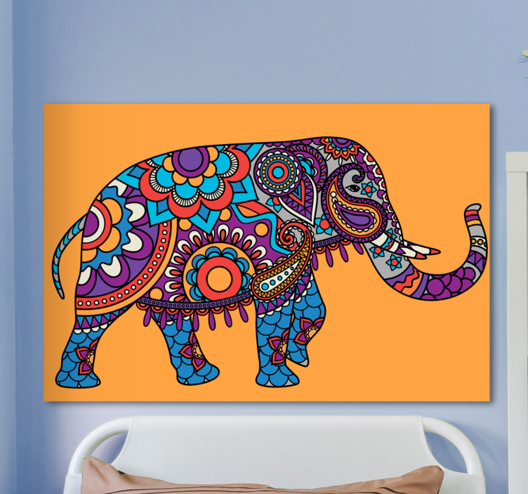 Wandbild Elefant Mehrfarbige mandala-elefanten gehen - TenStickers