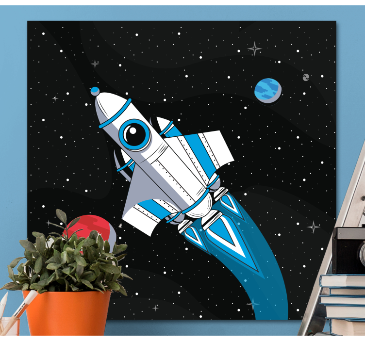 Leinwandbild Kinder Cartoon-spaceshuttle im weltraum - TenStickers