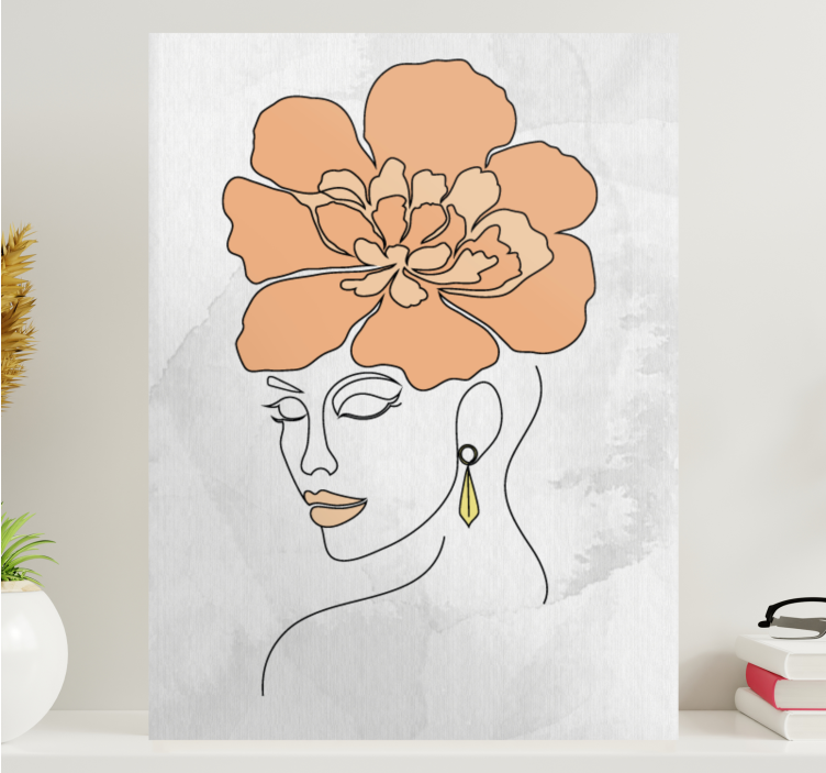 Kunst auf leinwand elegantes florales porträt - TenStickers