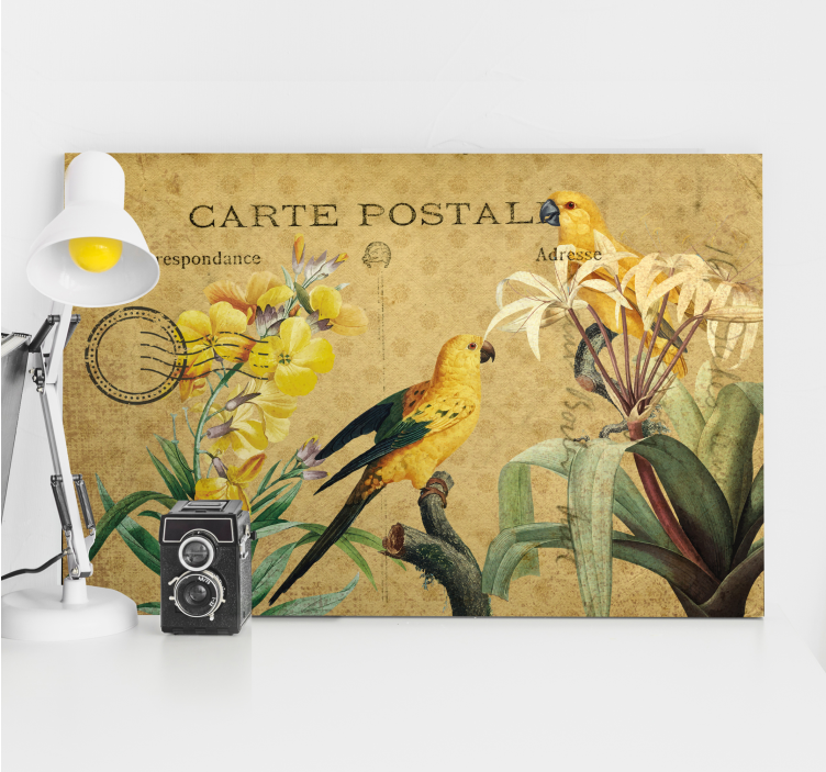 Leinwandbild elegant vintage vogel postkarte - TenStickers
