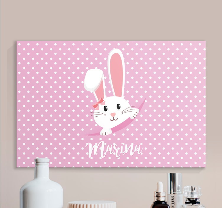 Leinwandbild Babys Süßes häschen für mädchen mit Namen - TenStickers