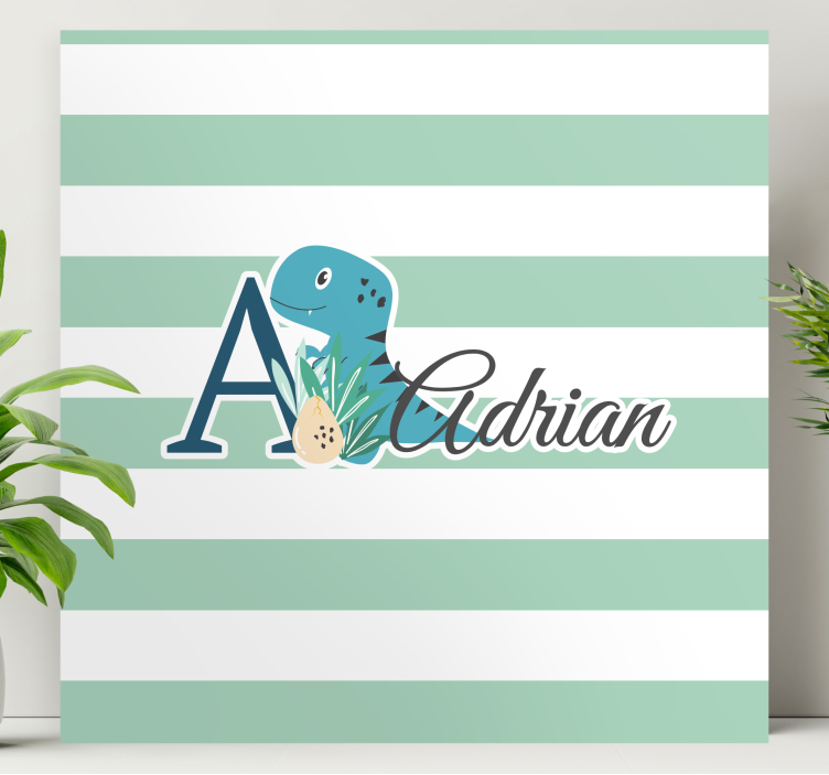 Leinwandbild Kinderzimmer Süße tiere dino mit Namen - TenStickers