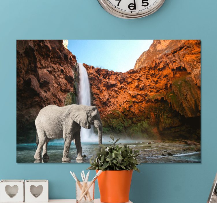 Wandbilder Landschaft Elefant und wasserfall - TenStickers