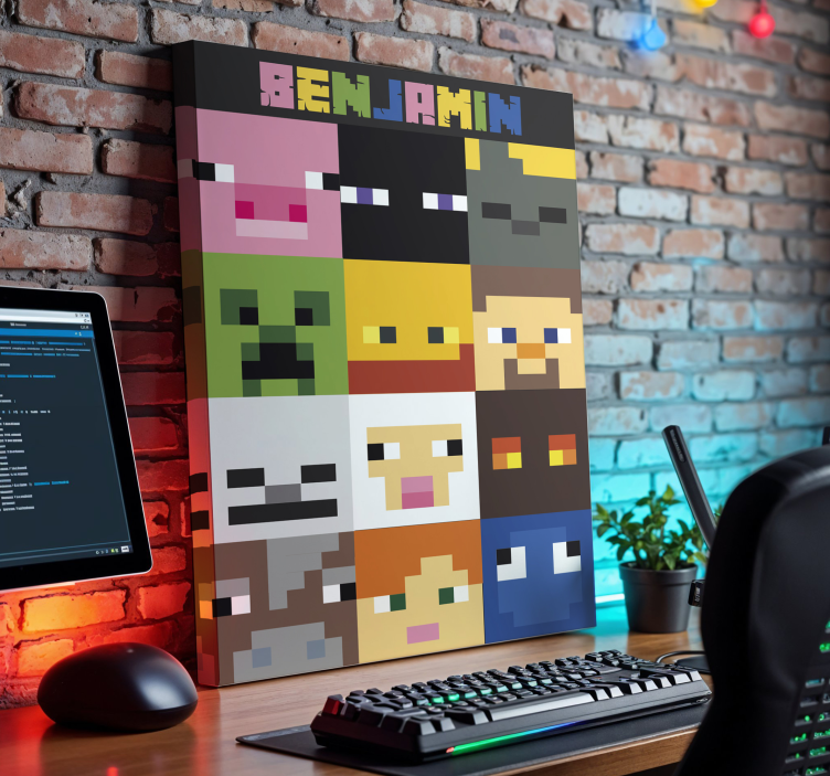 Leinwandbild personalisiert gaming-pixelgesichter - TenStickers
