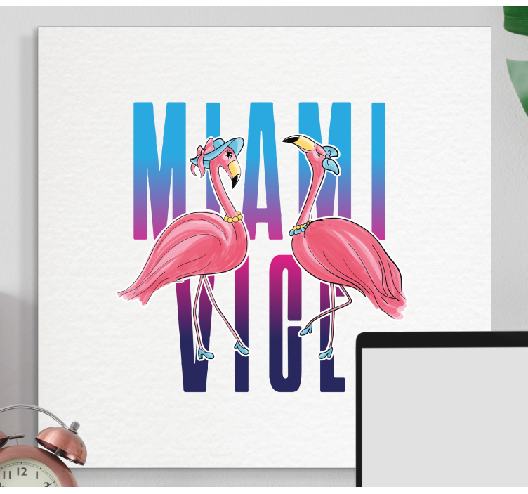 Wandbild Tier flamingo-fashionistas - TenStickers
