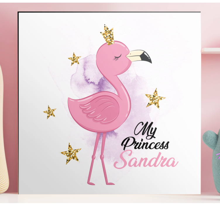 Wandbild Tier meine prinzessin flamingo mit namen - TenStickers