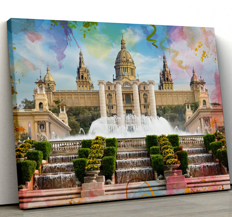 Leinwandbild barcelona brunnen pracht - TenStickers