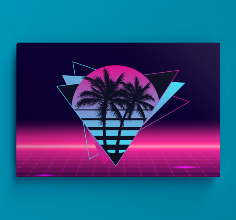 Wandbilder Vintage Palme im vaporwave-stil - TenStickers