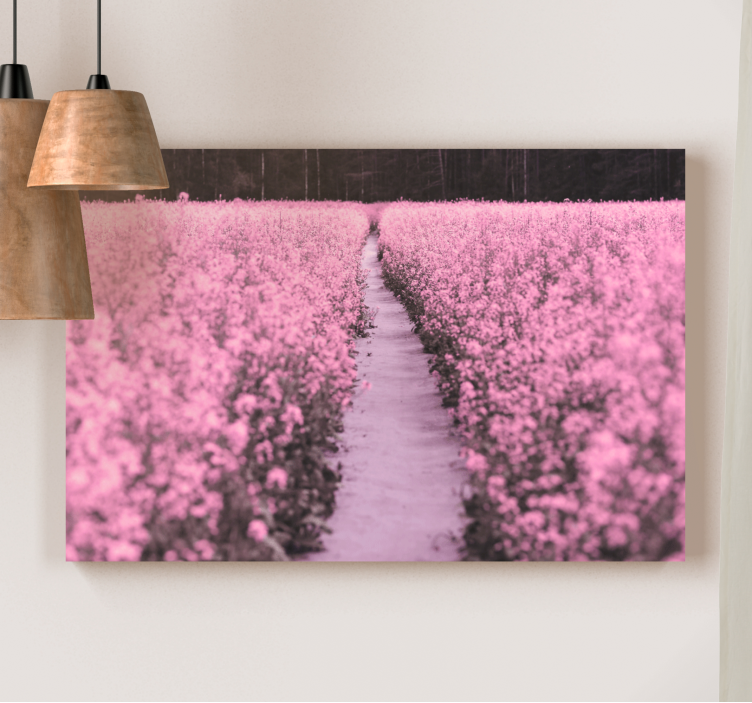 Leinwandbild Blume Elegante wiese mit rosa blumen - TenStickers