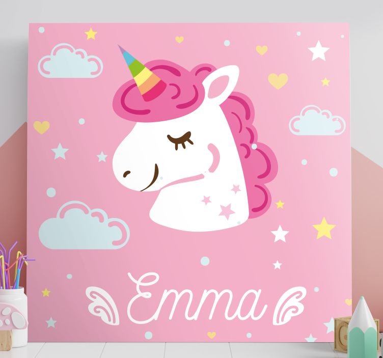 Einhorn Wandbild Rosa einhörner mit Namen - TenStickers