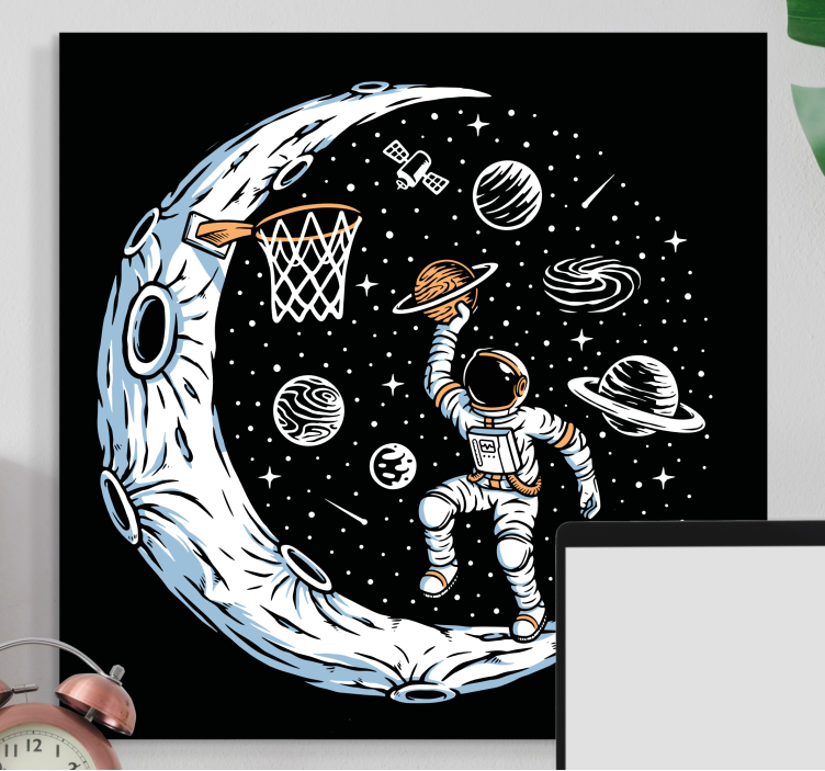 Wandbild Gaming basketball-dunk auf dem mond - TenStickers