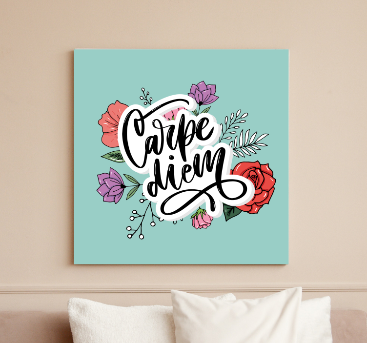 Wandbilder Motivation Carpe diem rosa blumenmuster - TenStickers