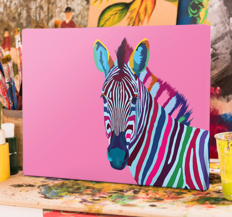 Wandbild tier lebhaftes zebra bild - TenStickers