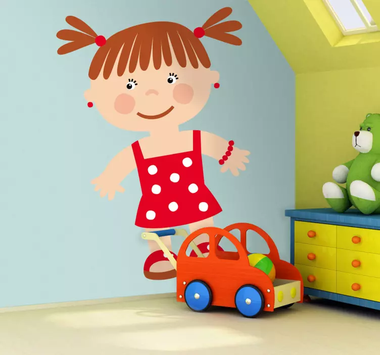 Mädel mit roter Kleidung Aufkleber - TenStickers