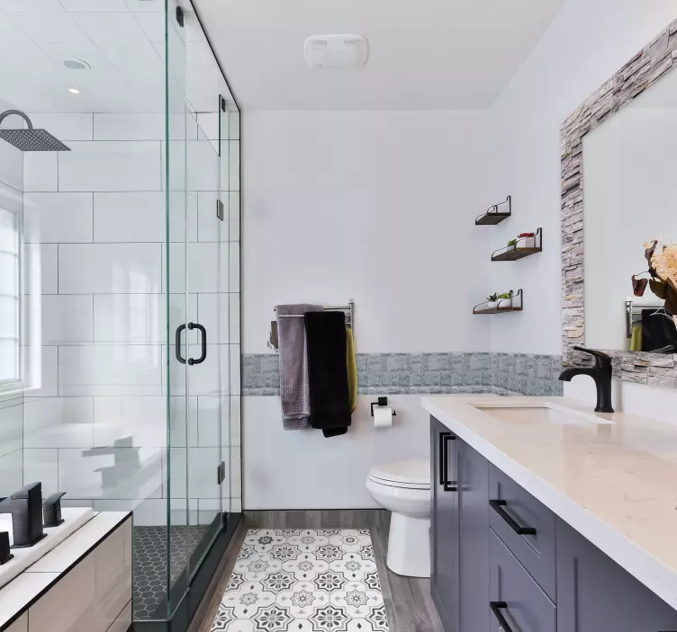 Spiegel Aufkleber Holzrahmenoptik - TenStickers