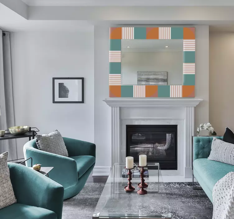 Spiegel Aufkleber bunter geometrischer rahmen - TenStickers