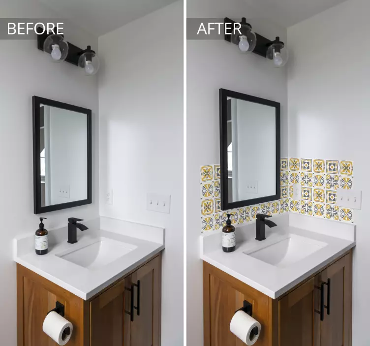 Fliesenaufkleber Gelb und grau geometrisch - TenStickers