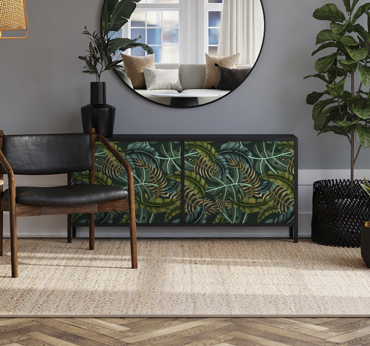 Möbelfolie mit tropischen blättern - TenStickers