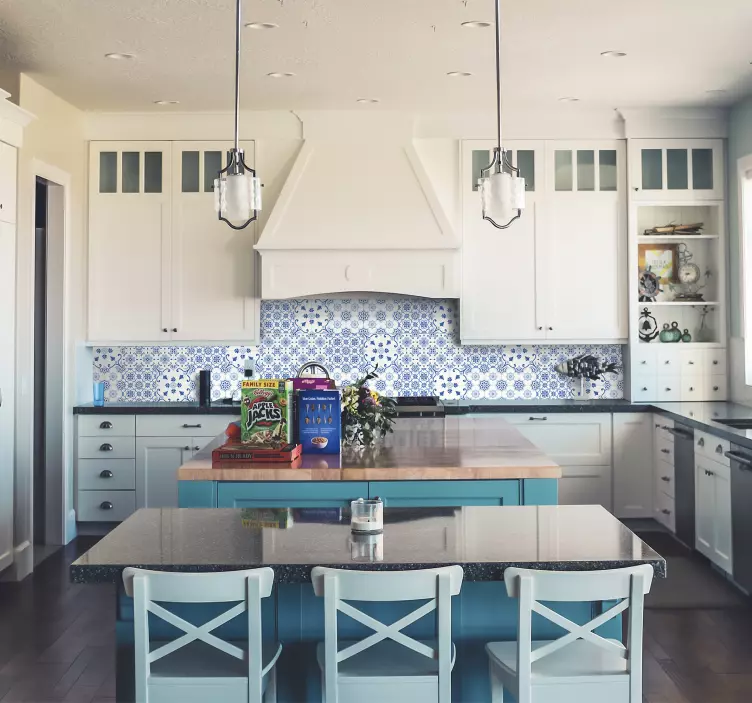 Fliesen Aufkleber blaues Porzellanmuster - TenStickers