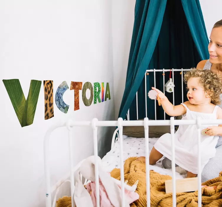 Personalisierter Aufkleber buchstaben mit dschungeltextur - TenStickers