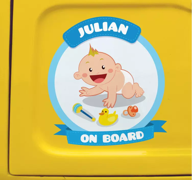 Baby on Board Aufkleber verspieltes Baby mit Namen - TenStickers