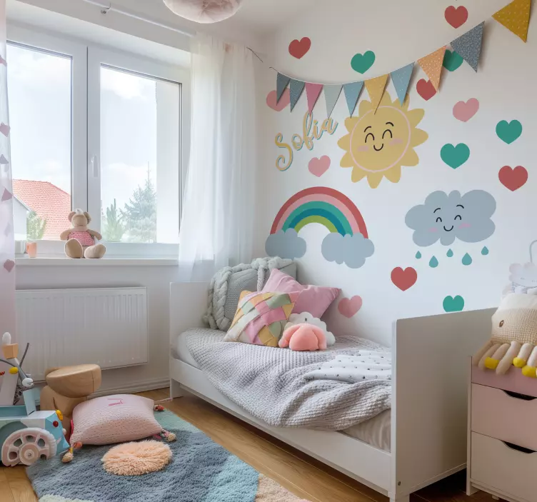 Wandtattoo Zeichnung fröhlicher sonnenaufgang - TenStickers