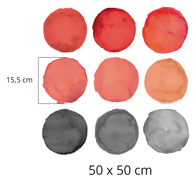 Graue und korallenfarbene Kreise Wandtattoo - TenStickers