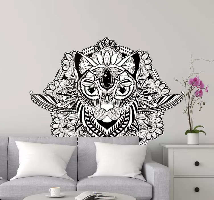 Wandtattoo floral Mandala katze - TenStickers
