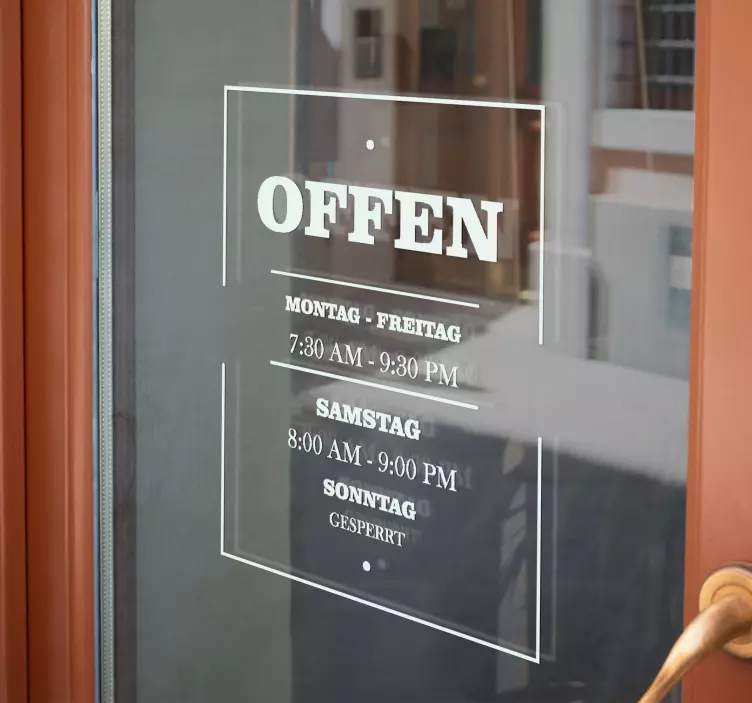 Schaufenster Aufkleber Öffnungszeiten - TenStickers